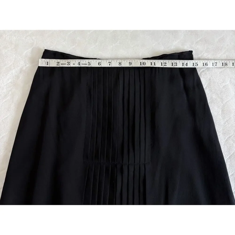NWT Tory Burch Size 8 Georgina 100% Silk Black Pleated Knee Length Skirt $395
